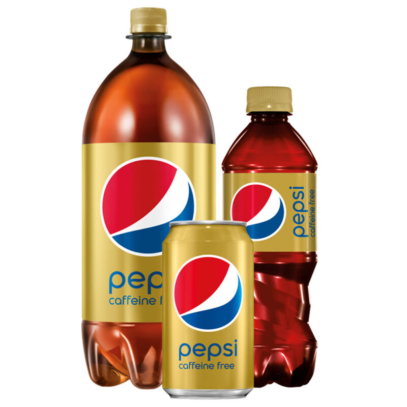 Caffeine Free Pepsi Can and Bottles