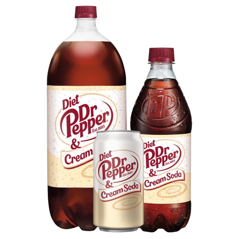 Diet Dr.Pepper Cream Soda Cans and Bottles