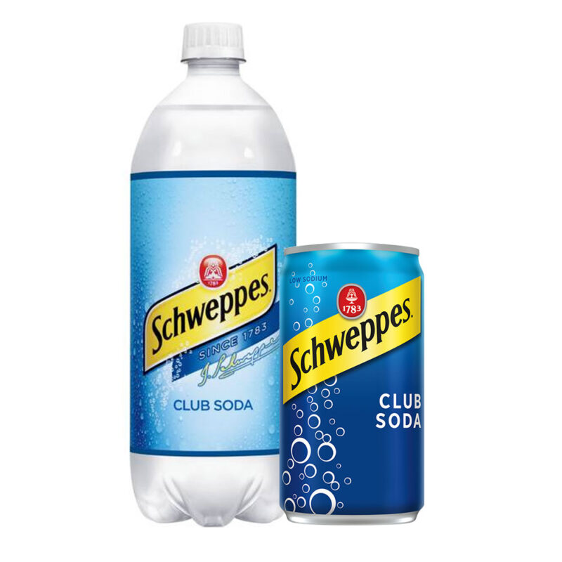 Schweppes Club Soda Cans and Bottles