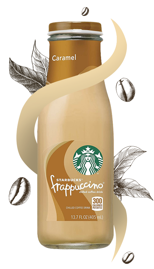 stylized starbucks caramel frappuccino can
